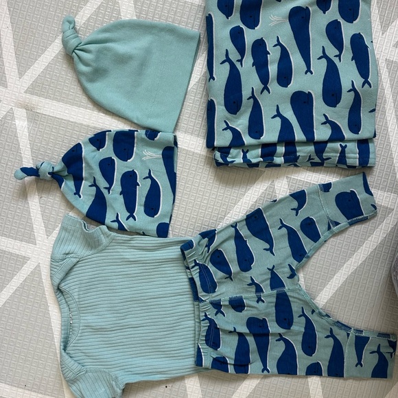 Hanna Andersson Other - Hanna Andersson Aqua and Blue Baby Outfit Set